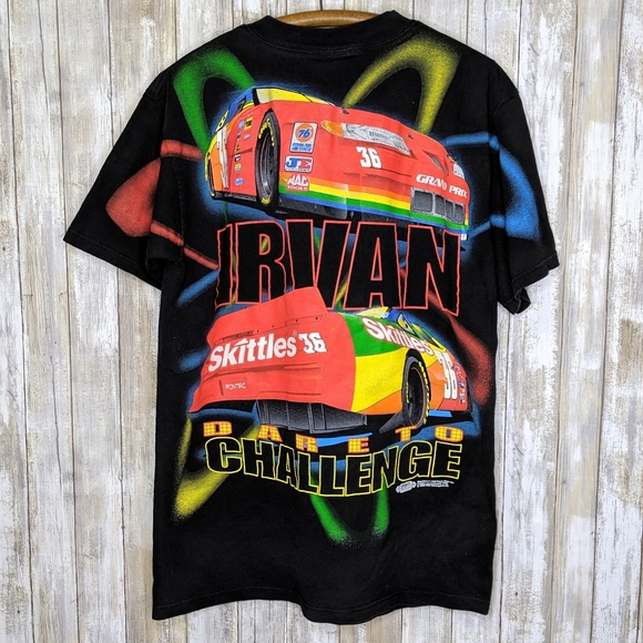 Vtg Nascar Irvan All Over T Shirt Skittles Large - Picture 6 of 8